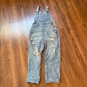Women’s Distressed Denim Overalls